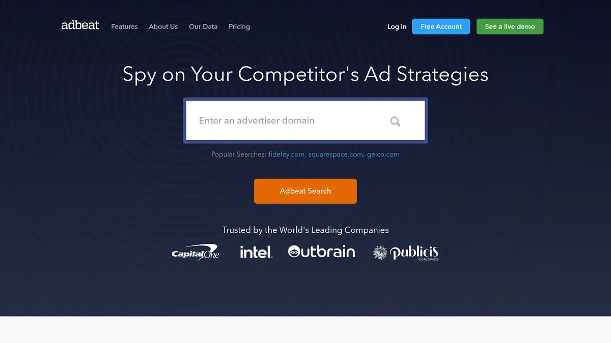 Adbeat homepage screenshot