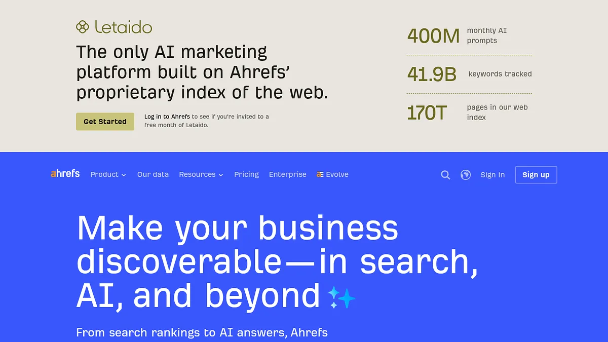 Ahrefs homepage screenshot