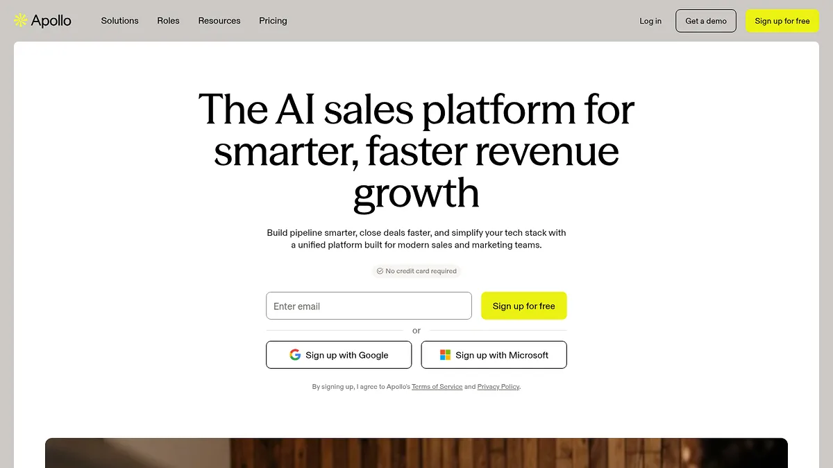 Apollo.io homepage screenshot