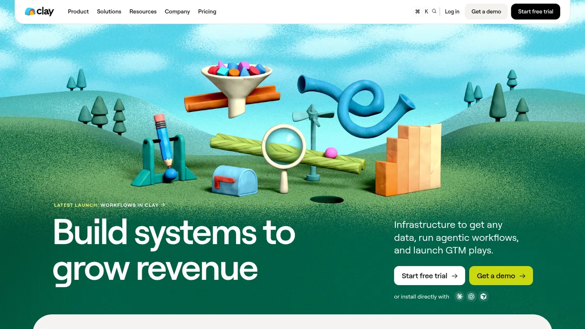 Clay homepage screenshot