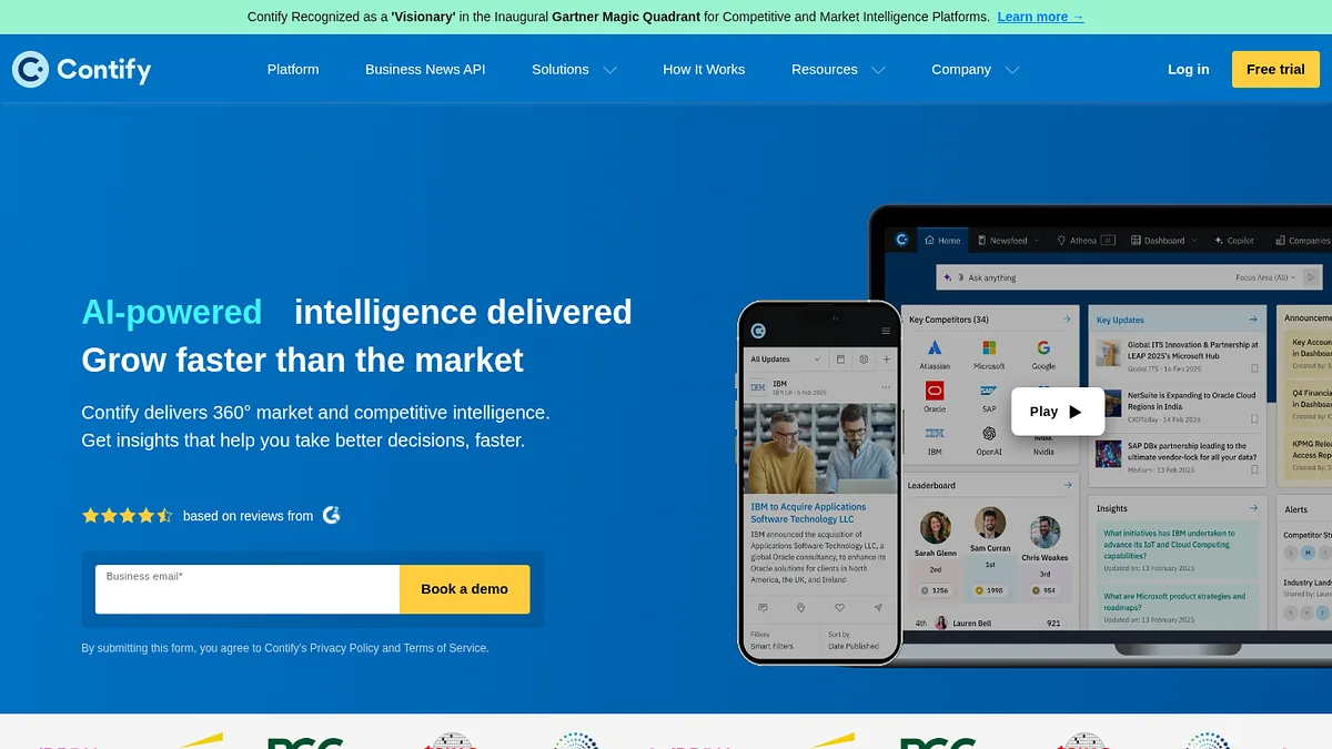 Contify homepage screenshot