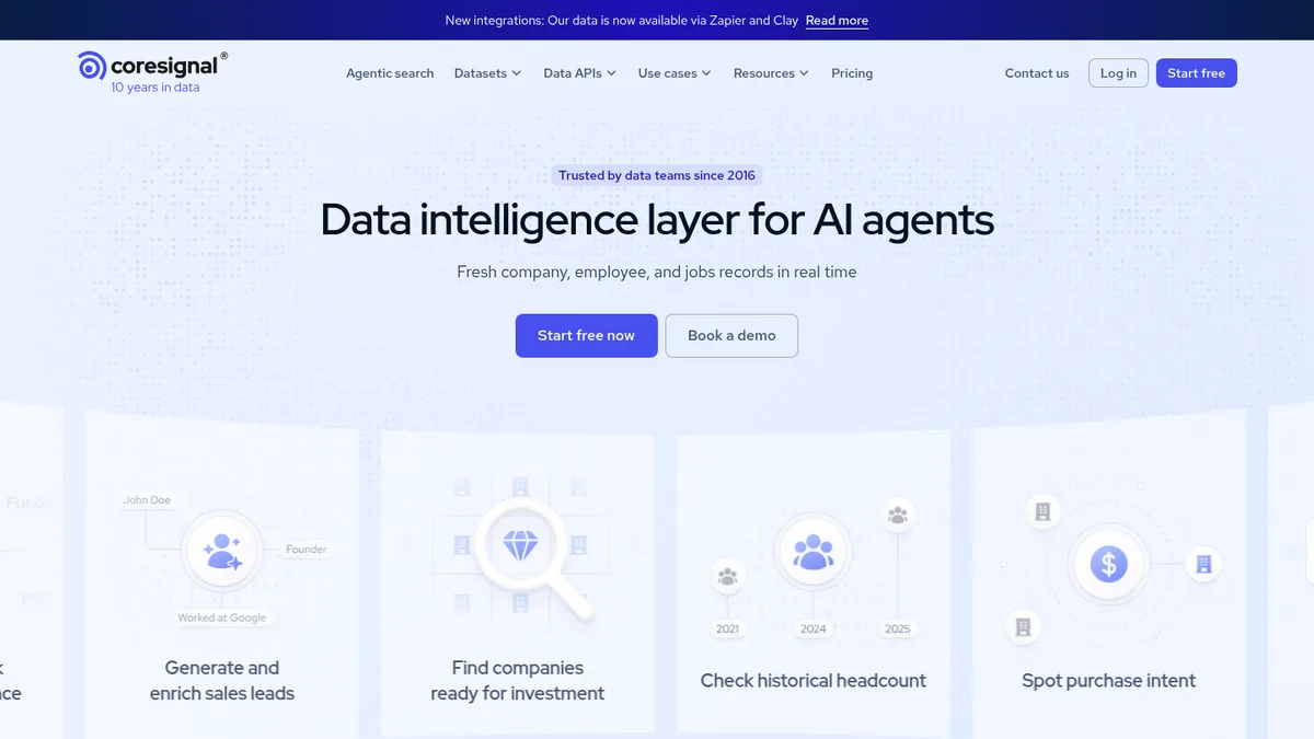 Coresignal homepage screenshot