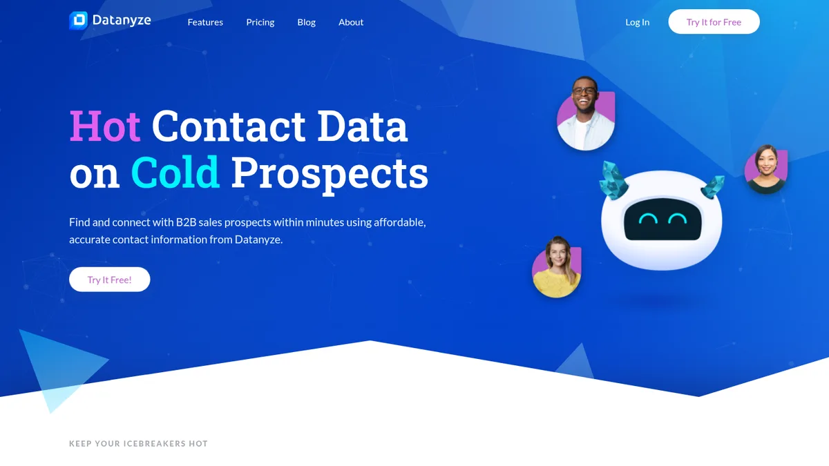 Datanyze homepage screenshot