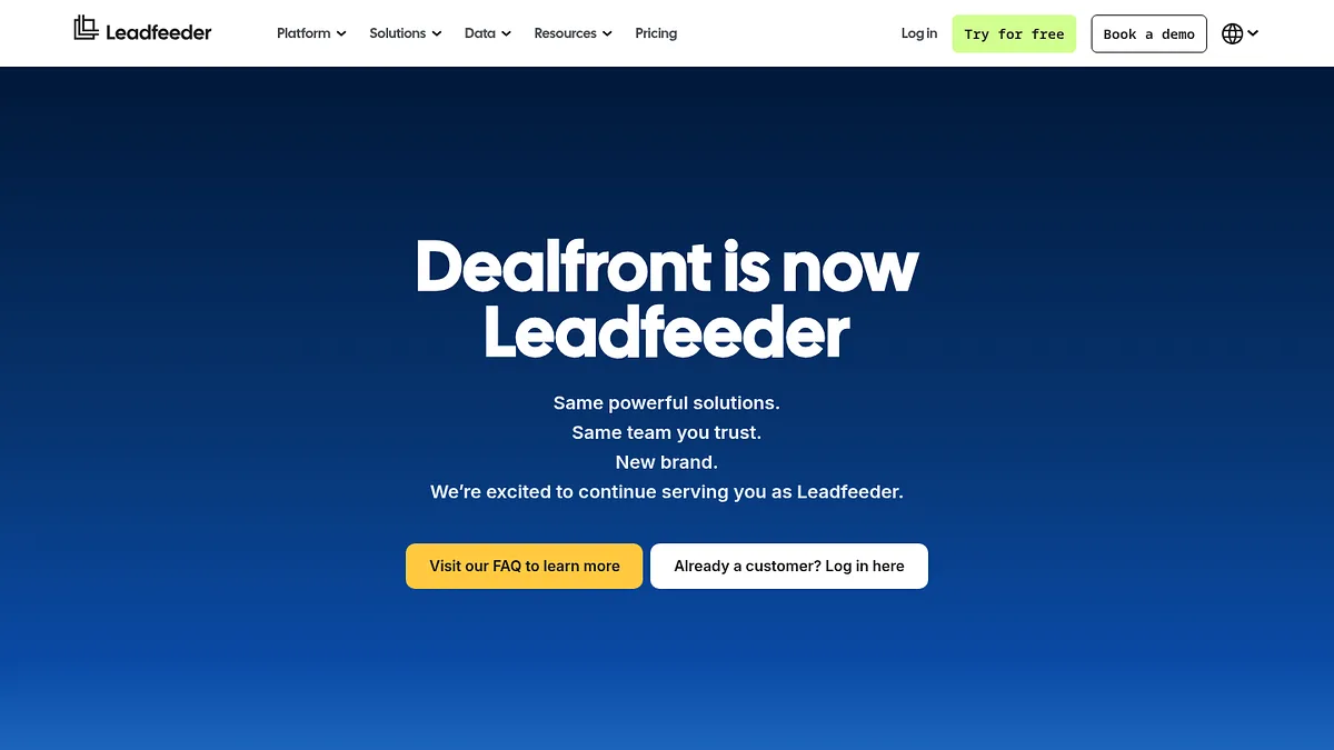 Dealfront homepage screenshot