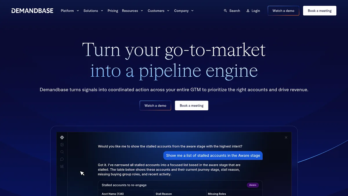 Demandbase homepage screenshot