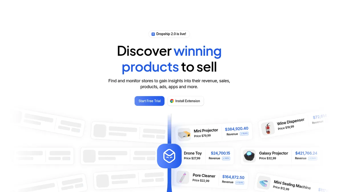 Dropship.io homepage screenshot
