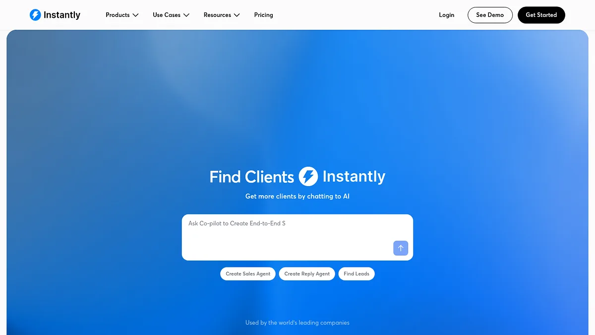 Instantly homepage screenshot
