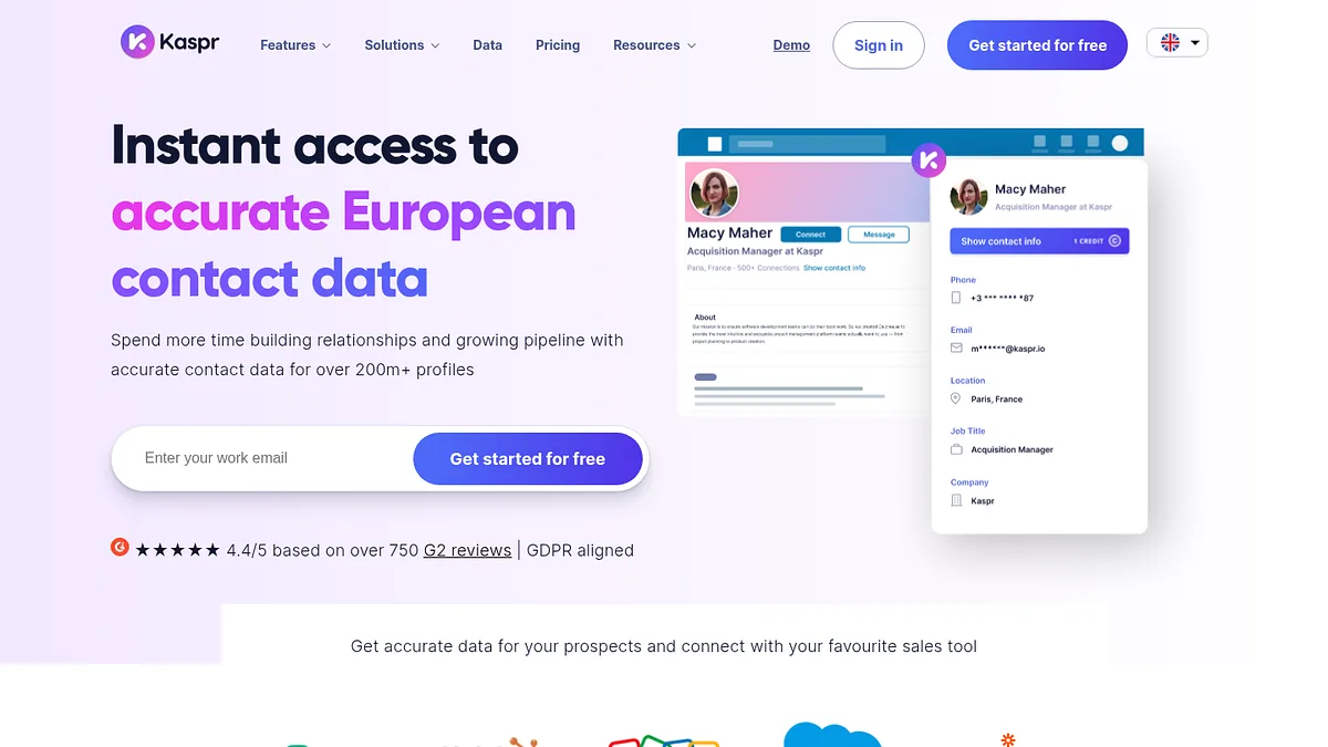 Kaspr homepage screenshot