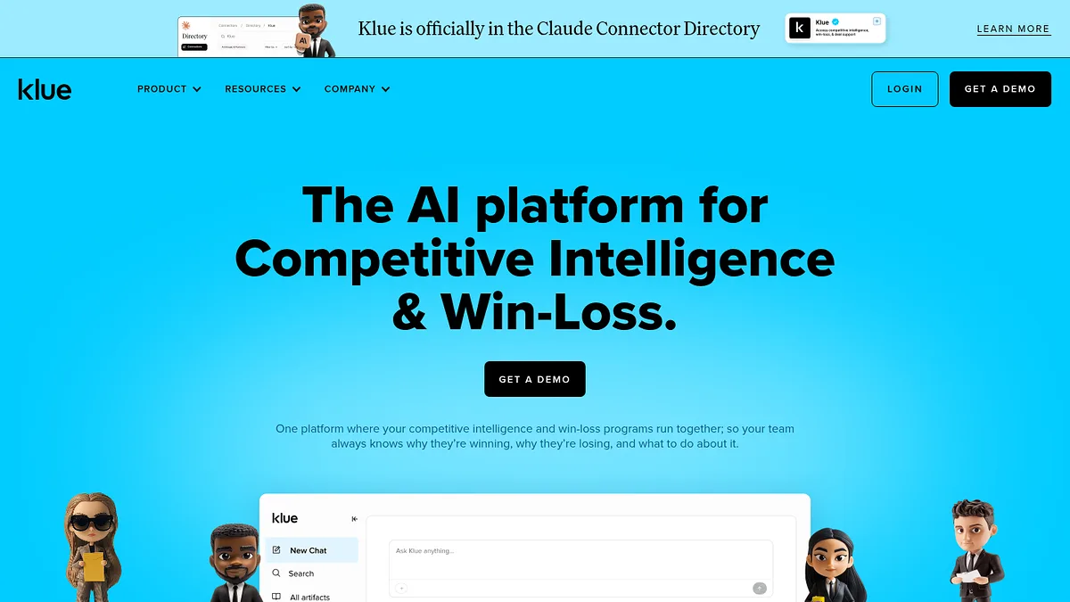 Klue homepage screenshot