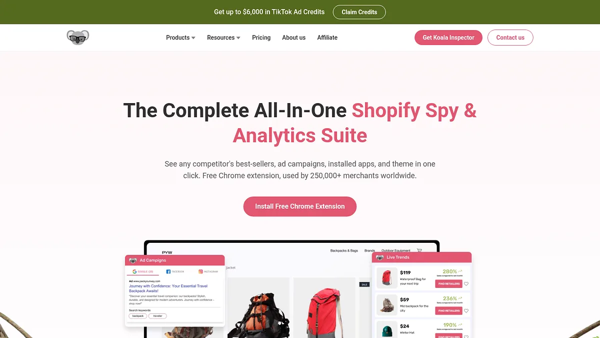 Koala Inspector homepage screenshot