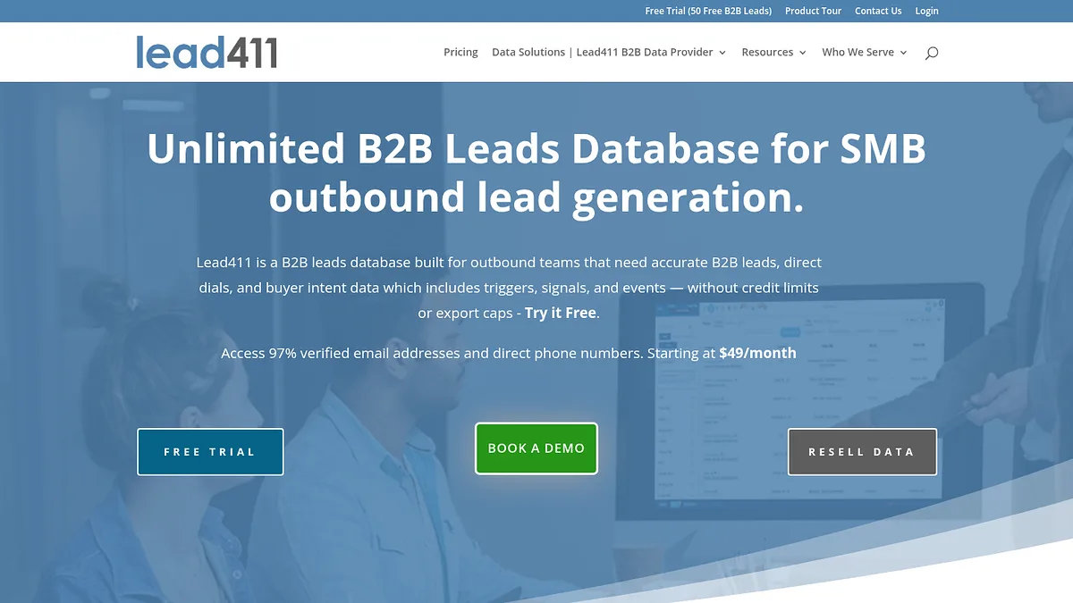 Lead411 homepage screenshot