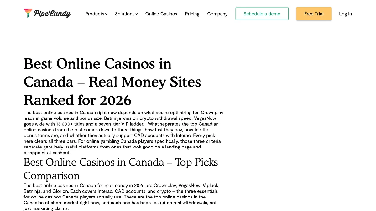 PipeCandy homepage screenshot