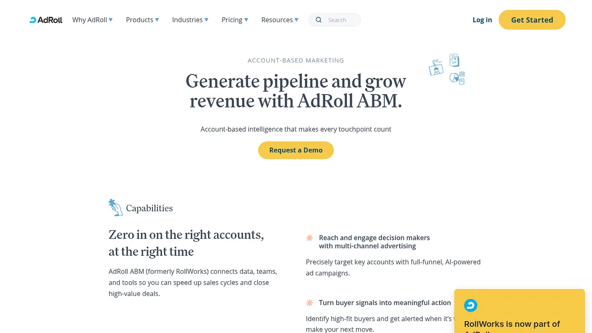 RollWorks homepage screenshot