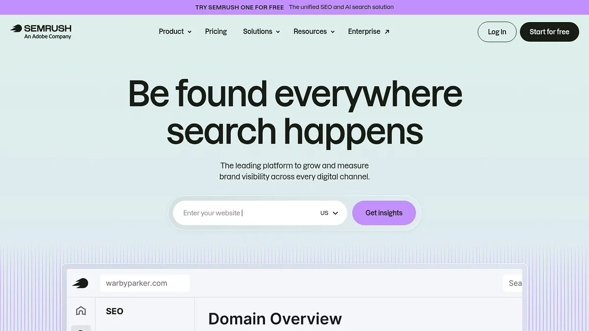 Semrush homepage screenshot
