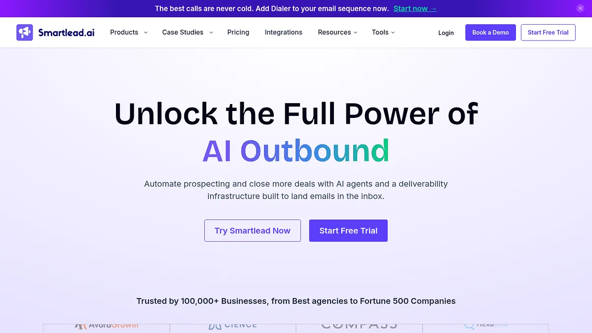 Smartlead homepage screenshot